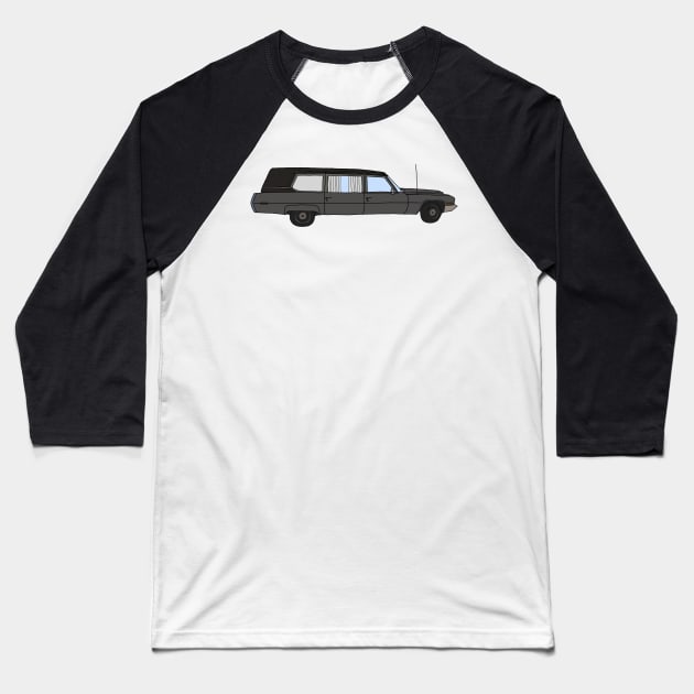 Hand Drawn Antique Vintage Hearse Gothic Car Baseball T-Shirt by ItsRTurn